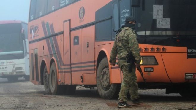 Syria war: Evacuation begins in besieged towns Syria war: Evacuation begins in besieged towns