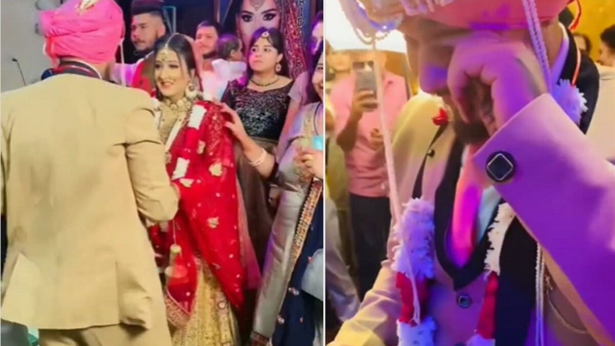Desi groom tears up after seeing bride dressed in lehenga on wedding day. Watch viral video
